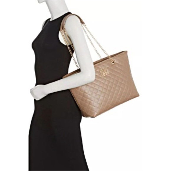 Badgley Mischka Large Quilted Tote in Taupe. NWT! - Picture 2 of 5